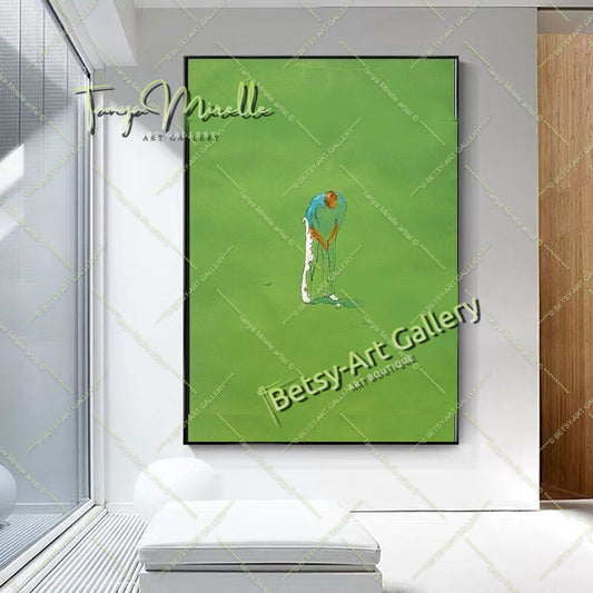 Abstract Golf Painting on Canvas, Modern Interior Design, Sports Art