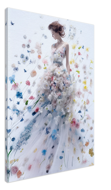 Floral Elegance in Bloom - Floral Woman Canvas Art - Romantic Print on Canvas - Luxury Canvas Wall Art