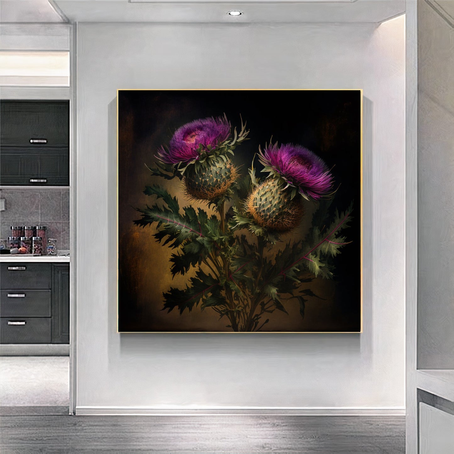 Thistle Flower Art Print - Botanical Wall Art for Nature Lovers {{ shop_name }}Prints botanical decor botanical print canvas print canvas wall art cottagecore floral wall art flower print giclée prints large canvas print large wall art Large Wall Art Decor Living Room Art modern art print nature lover plant art print on canvas ready to hang canvas Scottish thistle stretched canvas art thistle flower thistle illustration vintage style wall art prints wildflower