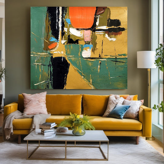 Modern Abstract Wall Art for Living room, Earthy color Art, Impasto Oil Painting on Canvas