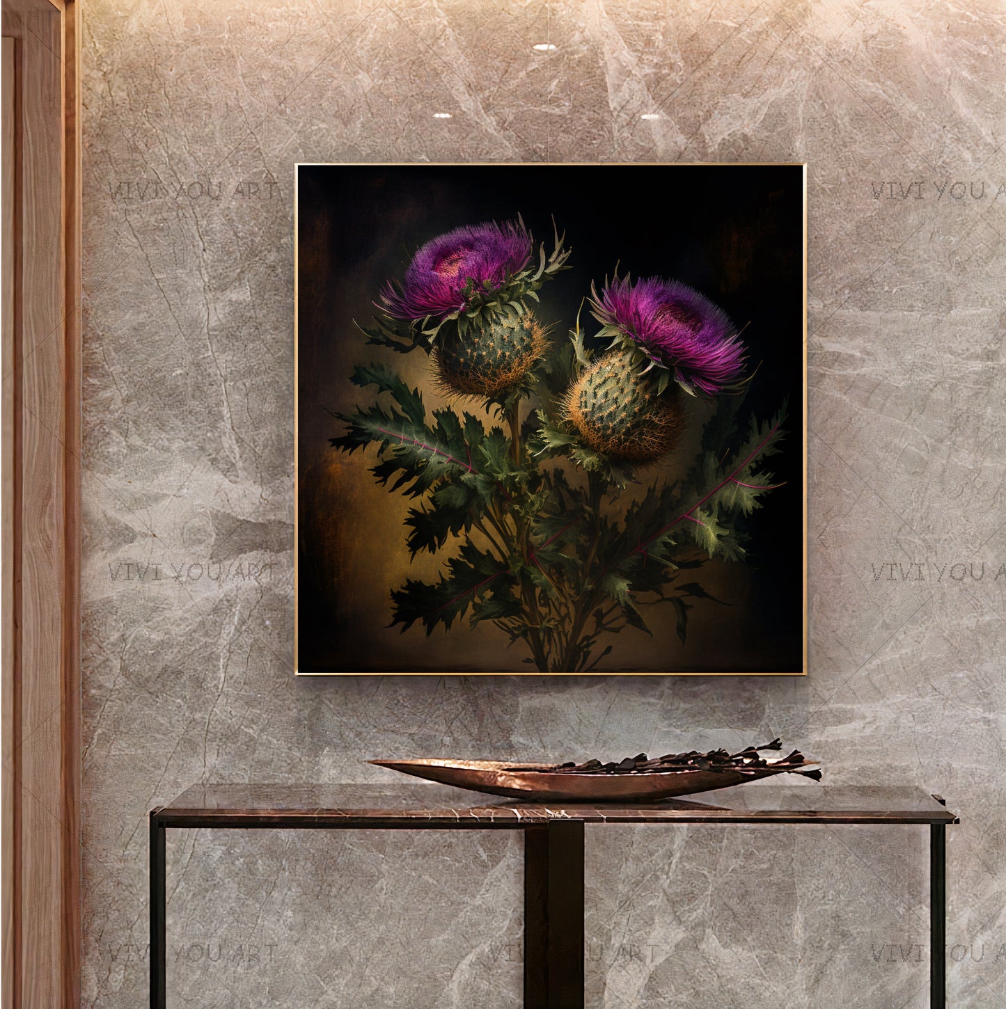 Thistle Flower Art Print - Botanical Wall Art for Nature Lovers {{ shop_name }}Prints botanical decor botanical print canvas print canvas wall art cottagecore floral wall art flower print giclée prints large canvas print large wall art Large Wall Art Decor Living Room Art modern art print nature lover plant art print on canvas ready to hang canvas Scottish thistle stretched canvas art thistle flower thistle illustration vintage style wall art prints wildflower