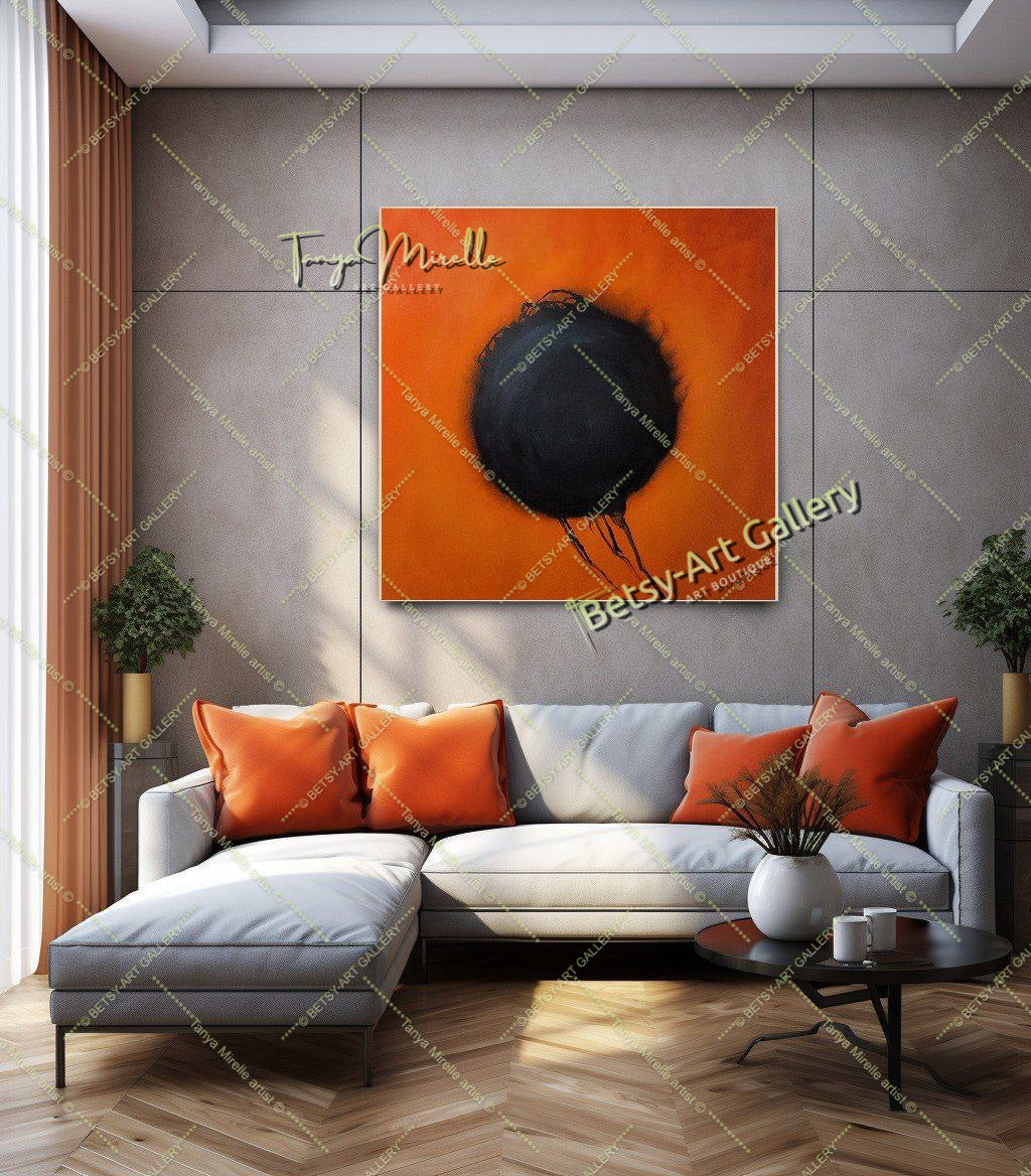 ''Any Fire Flower'' Abstract Art by Otto Piene, Modern Oil Painting on Canvas