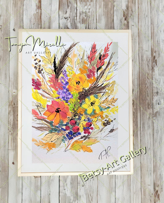 Autumn Wild Flowers Watercolor Painting, Botanical Wall Art {{ shop_name }}watercolor art print birthday gift blooming garden art botanical print colorful painting floral art floral painting garden painting gift for mom mediterranean art nature painting paper painting small painting wall art home decor watercolor floral watercolor flowers watercolor landscape watercolor painting wildflowers painting