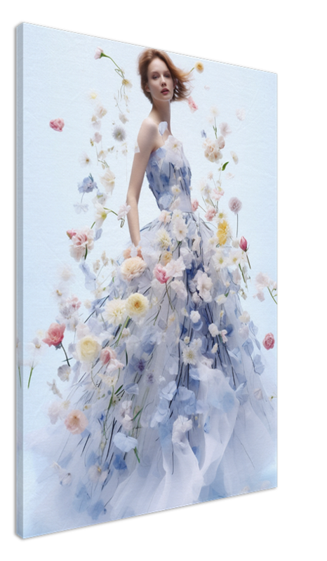 Floral Elegance in Bloom - Floral Woman Canvas Art - Romantic Print on Canvas - Luxury Canvas Wall Art
