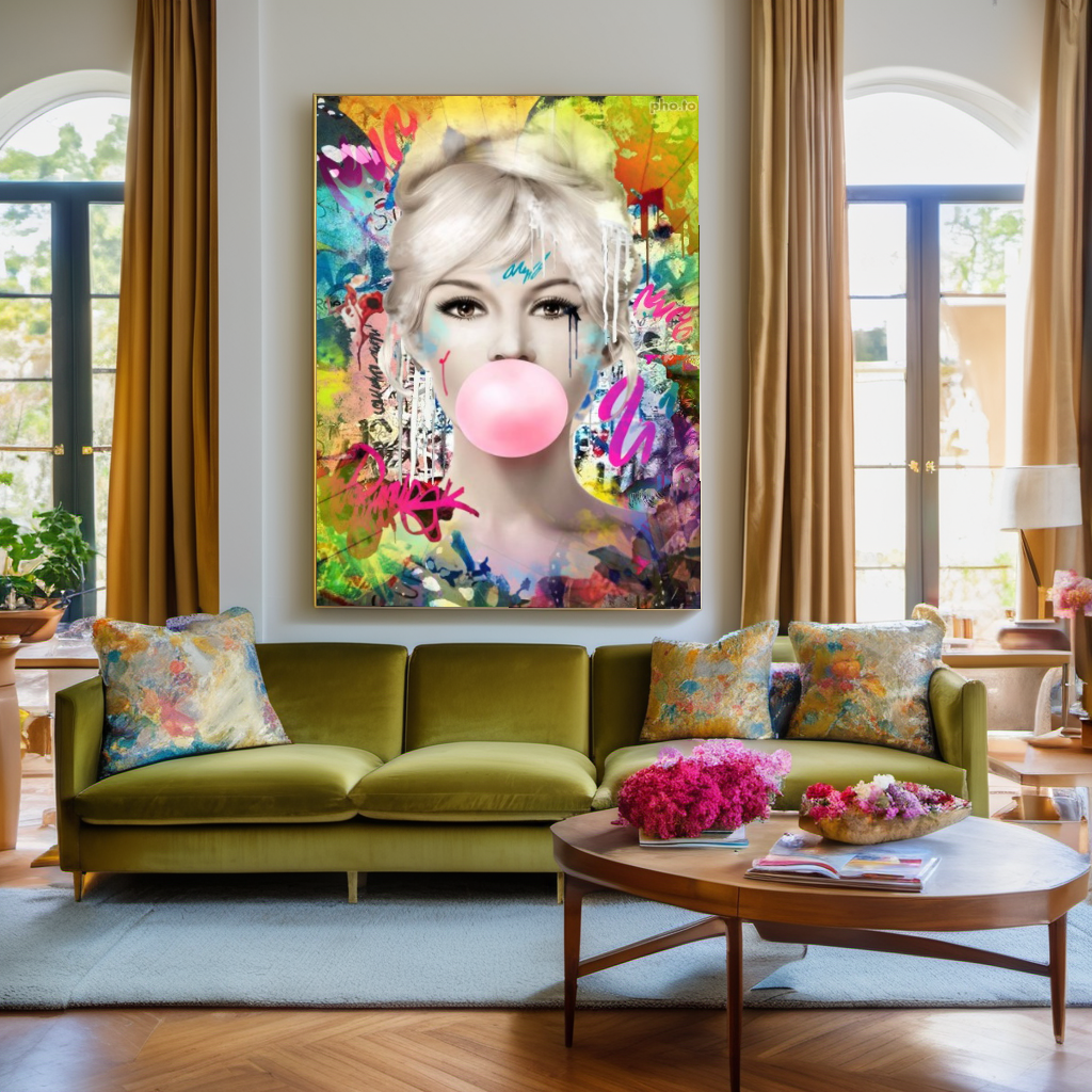 Audrey Hepburn, Marilyn Monroe, Bubble gum Pop Art - Large Canvas Print - Retro Hollywood Print