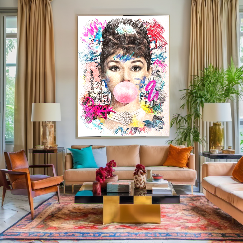 Audrey Hepburn, Marilyn Monroe and Brigitte Bardot, Pencil Art Drawing, Retro Hollywood Art Canvas Print