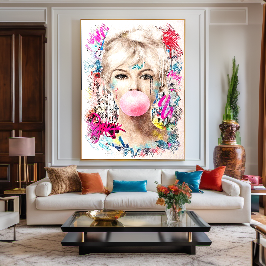 Marilyn Monroe, Audrey Hepburn, Bubble gum Pop Art - Large Canvas Print - Retro Hollywood Print C