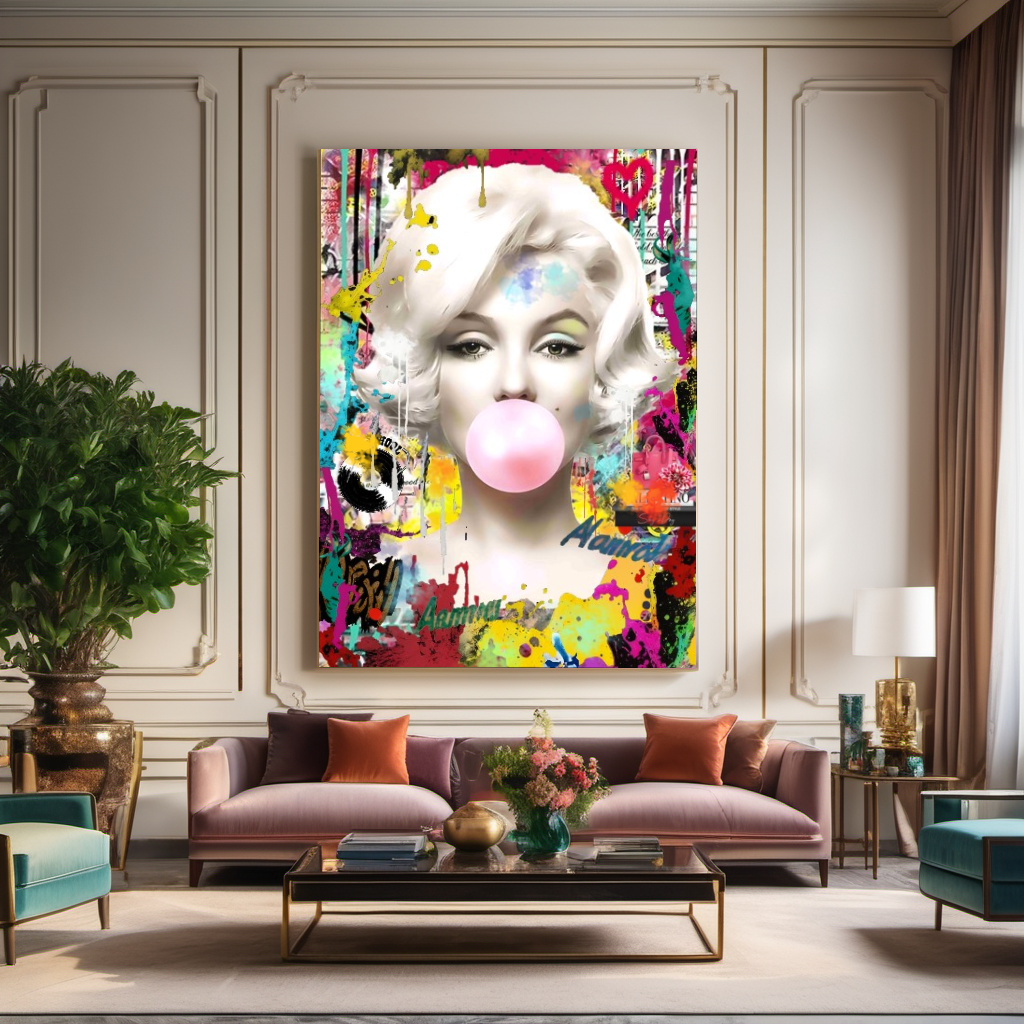 Audrey Hepburn, Marilyn Monroe and Brigitte Bardot, Bubble Gum Art, Pop Art Canvas Print