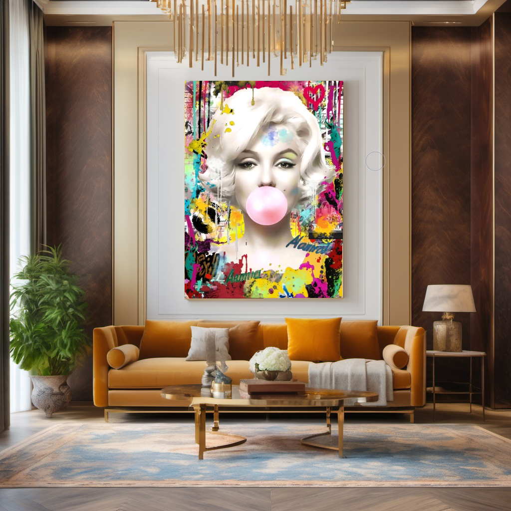 Audrey Hepburn, Marilyn Monroe and Brigitte Bardot, Bubble Gum Art, Pop Art Canvas Print