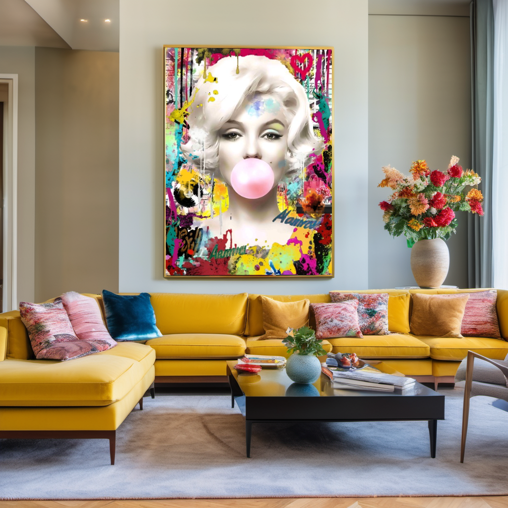 Audrey Hepburn, Marilyn Monroe and Brigitte Bardot, Bubble Gum Art, Pop Art Canvas Print