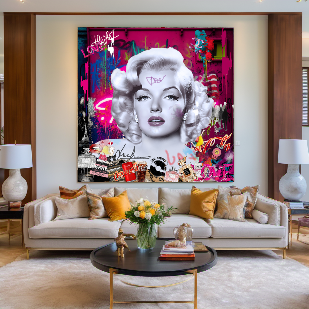 Vivid Graffiti Art Portrait, Marilyn Monroe, Bubble Gum Art, Modern Pop Art Print on Canvas {{ shop_name }}Prints canvas print canvas wall art giclée prints graffiti art print graffiti canvas graffiti canvas art large canvas print large wall art Large Wall Art Decor Living Room Art merilyn monroe art print Merilyn Monroe painting modern abstract art modern art print pop art print print on canvas ready to hang canvas street art on canvas stretched canvas art wall art prints