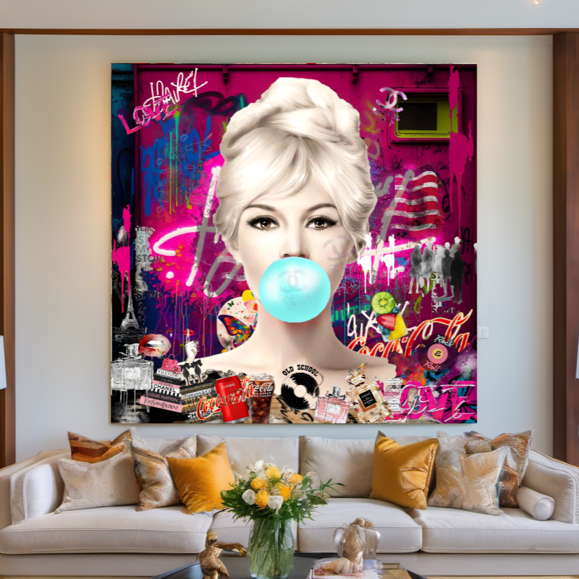 Vibrant Colors Brigitte Bardot, Marilyn Monroe, Audrey Hpburn, Bubble Gum Art, Modern Pop Art Print on Canvas {{ shop_name }}Prints canvas print canvas wall art giclée prints graffiti art print graffiti canvas graffiti canvas art large canvas print large wall art Large Wall Art Decor Living Room Art merilyn monroe art print Merilyn Monroe painting modern abstract art modern art print pop art print print on canvas ready to hang canvas street art on canvas stretched canvas art wall art prints