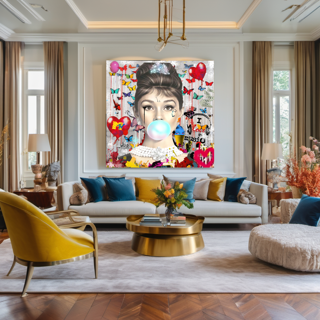 Marilyn Monroe, Audrey Hepburn, Bubble Gum Art, Modern Pop Art Print on Canvas {{ shop_name }}Prints canvas print canvas wall art giclée prints graffiti art print graffiti canvas graffiti canvas art large canvas print large wall art Large Wall Art Decor Living Room Art merilyn monroe art print Merilyn Monroe painting modern abstract art modern art print pop art print print on canvas ready to hang canvas street art on canvas stretched canvas art wall art prints