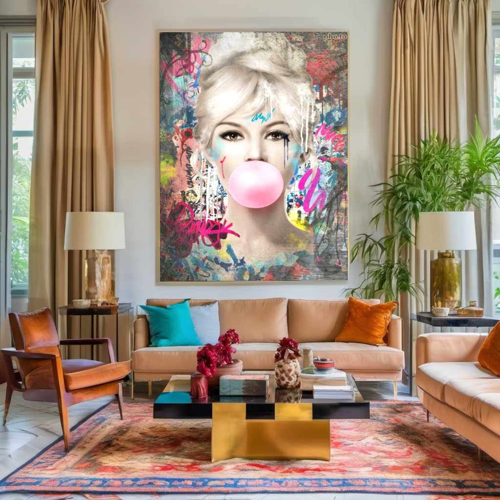 Marilyn Monroe, Audrey Hepburn, Bubble gum Pop Art - Large Canvas Print - Retro Hollywood Print E