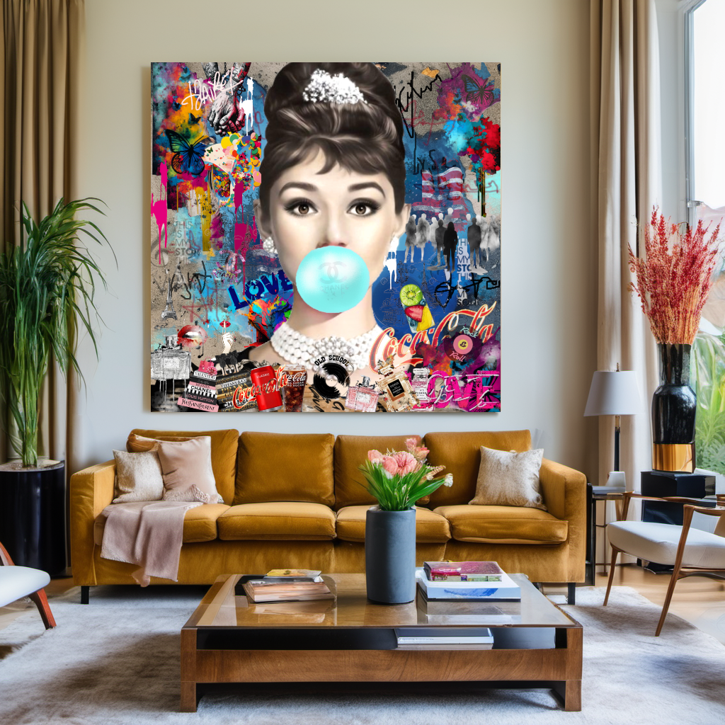 Marilyn Monroe, Audrey Hpburn, Bubble Gum Art, Modern Pop Art Print on Canvas {{ shop_name }}Prints canvas print canvas wall art giclée prints graffiti art print graffiti canvas graffiti canvas art large canvas print large wall art Large Wall Art Decor Living Room Art merilyn monroe art print Merilyn Monroe painting modern abstract art modern art print pop art print print on canvas ready to hang canvas street art on canvas stretched canvas art wall art prints