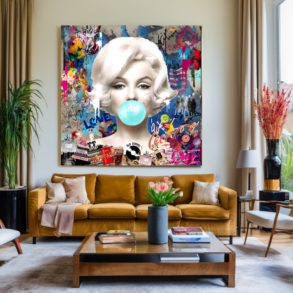 Marilyn Monroe, Audrey Hpburn, Bubble Gum Art, Modern Pop Art Print on Canvas {{ shop_name }}Prints canvas print canvas wall art giclée prints graffiti art print graffiti canvas graffiti canvas art large canvas print large wall art Large Wall Art Decor Living Room Art merilyn monroe art print Merilyn Monroe painting modern abstract art modern art print pop art print print on canvas ready to hang canvas street art on canvas stretched canvas art wall art prints