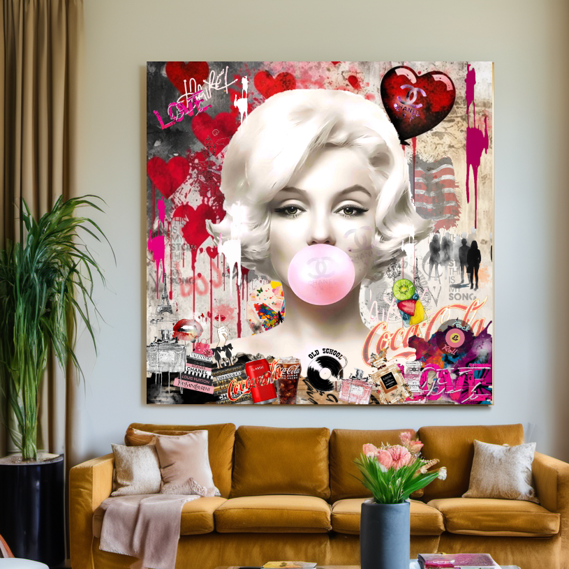 Marilyn Monroe blowing Bubble Gum, Celebreti Portrait, Modern Pop Art Print on Canvas {{ shop_name }}Prints canvas print canvas wall art giclée prints graffiti art print graffiti canvas graffiti canvas art large canvas print large wall art Large Wall Art Decor Living Room Art merilyn monroe art print Merilyn Monroe painting modern abstract art modern art print pop art print print on canvas ready to hang canvas street art on canvas stretched canvas art wall art prints