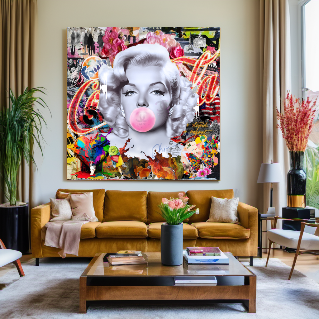 Marilyn Monroe blowing Bubble Gum, Celebreti Portrait, Modern Pop Art Print on Canvas {{ shop_name }}Prints canvas print canvas wall art giclée prints graffiti art print graffiti canvas graffiti canvas art large canvas print large wall art Large Wall Art Decor Living Room Art merilyn monroe art print Merilyn Monroe painting modern abstract art modern art print pop art print print on canvas ready to hang canvas street art on canvas stretched canvas art wall art prints