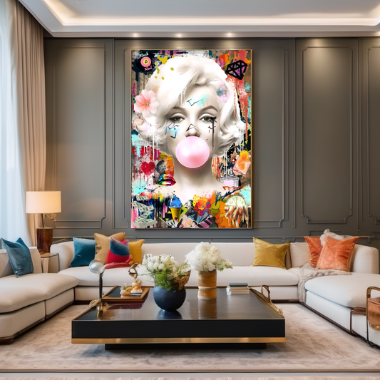 Audrey Hepburn, Marilyn Monroe and Brigitte Bardot, Bubble Gum Art, Pop Art Canvas Print