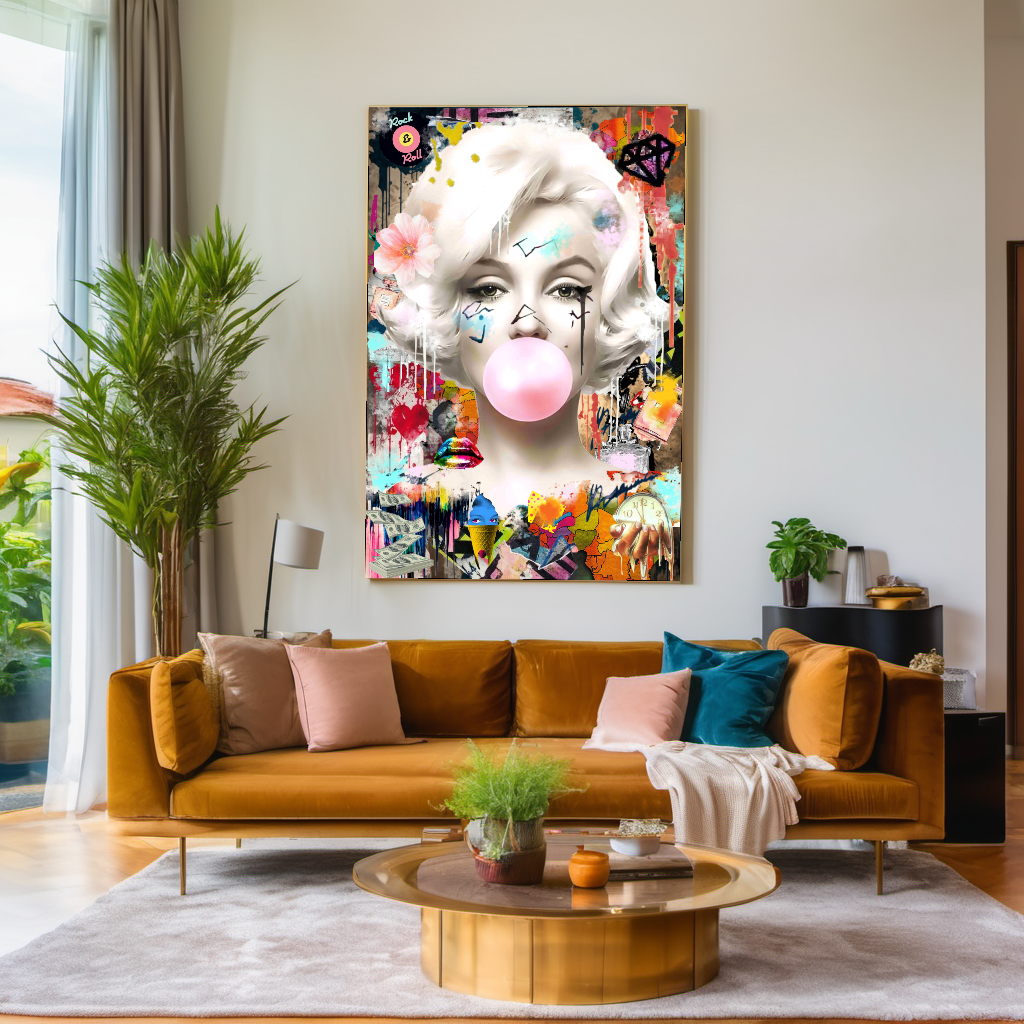 Audrey Hepburn, Marilyn Monroe and Brigitte Bardot, Bubble Gum Art, Pop Art Canvas Print