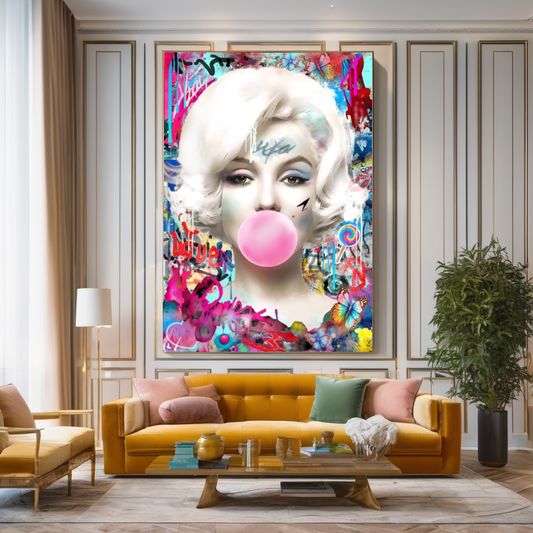 Audrey Hepburn, Marilyn Monroe and Brigitte Bardot, Bubble Gum Art, Modern Pop Art Canvas Print