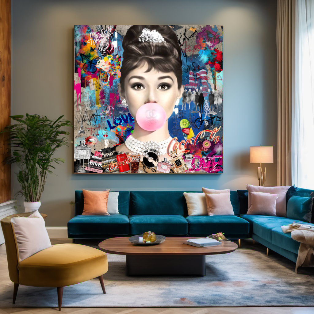 Marilyn Monroe, Audrey Hpburn, Bubble Gum Art, Modern Pop Art Print on Canvas {{ shop_name }}Prints canvas print canvas wall art giclée prints graffiti art print graffiti canvas graffiti canvas art large canvas print large wall art Large Wall Art Decor Living Room Art merilyn monroe art print Merilyn Monroe painting modern abstract art modern art print pop art print print on canvas ready to hang canvas street art on canvas stretched canvas art wall art prints