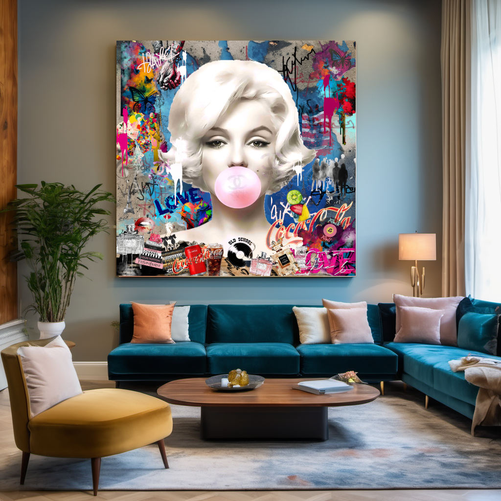 Marilyn Monroe, Audrey Hpburn, Bubble Gum Art, Modern Pop Art Print on Canvas {{ shop_name }}Prints canvas print canvas wall art giclée prints graffiti art print graffiti canvas graffiti canvas art large canvas print large wall art Large Wall Art Decor Living Room Art merilyn monroe art print Merilyn Monroe painting modern abstract art modern art print pop art print print on canvas ready to hang canvas street art on canvas stretched canvas art wall art prints