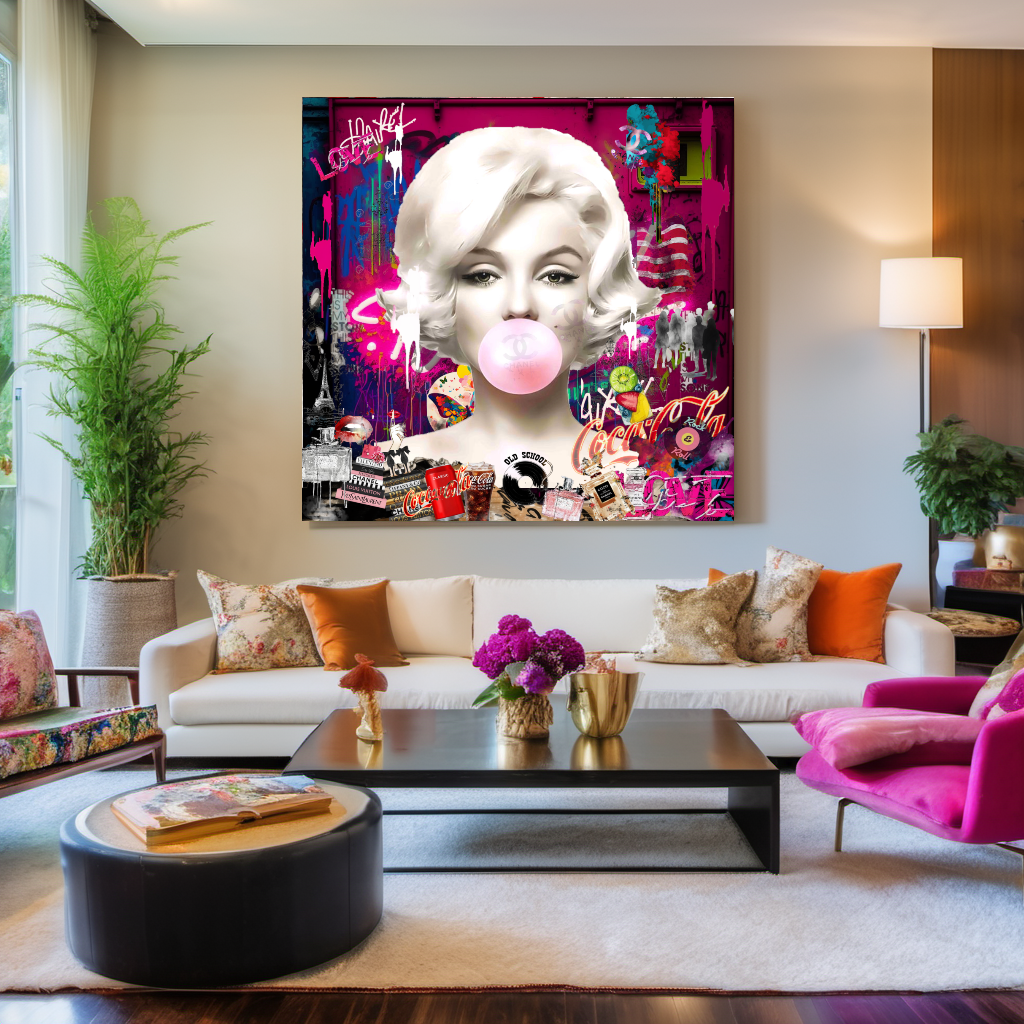Vivid Graffiti Art Portrait, Marilyn Monroe, Bubble Gum Art, Modern Pop Art Print on Canvas {{ shop_name }}Prints canvas print canvas wall art giclée prints graffiti art print graffiti canvas graffiti canvas art large canvas print large wall art Large Wall Art Decor Living Room Art merilyn monroe art print Merilyn Monroe painting modern abstract art modern art print pop art print print on canvas ready to hang canvas street art on canvas stretched canvas art wall art prints