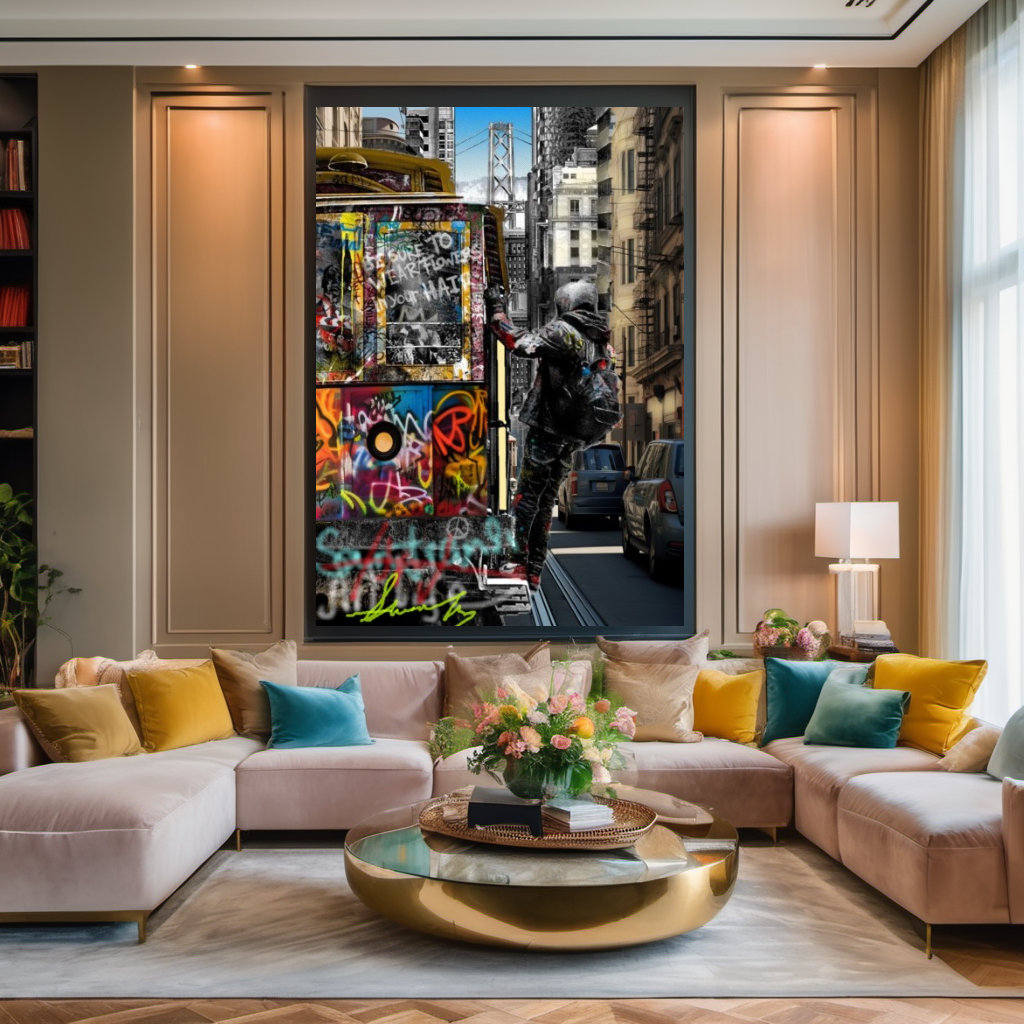 San Francisco Graffiti Streetcar Art Print on Canvas