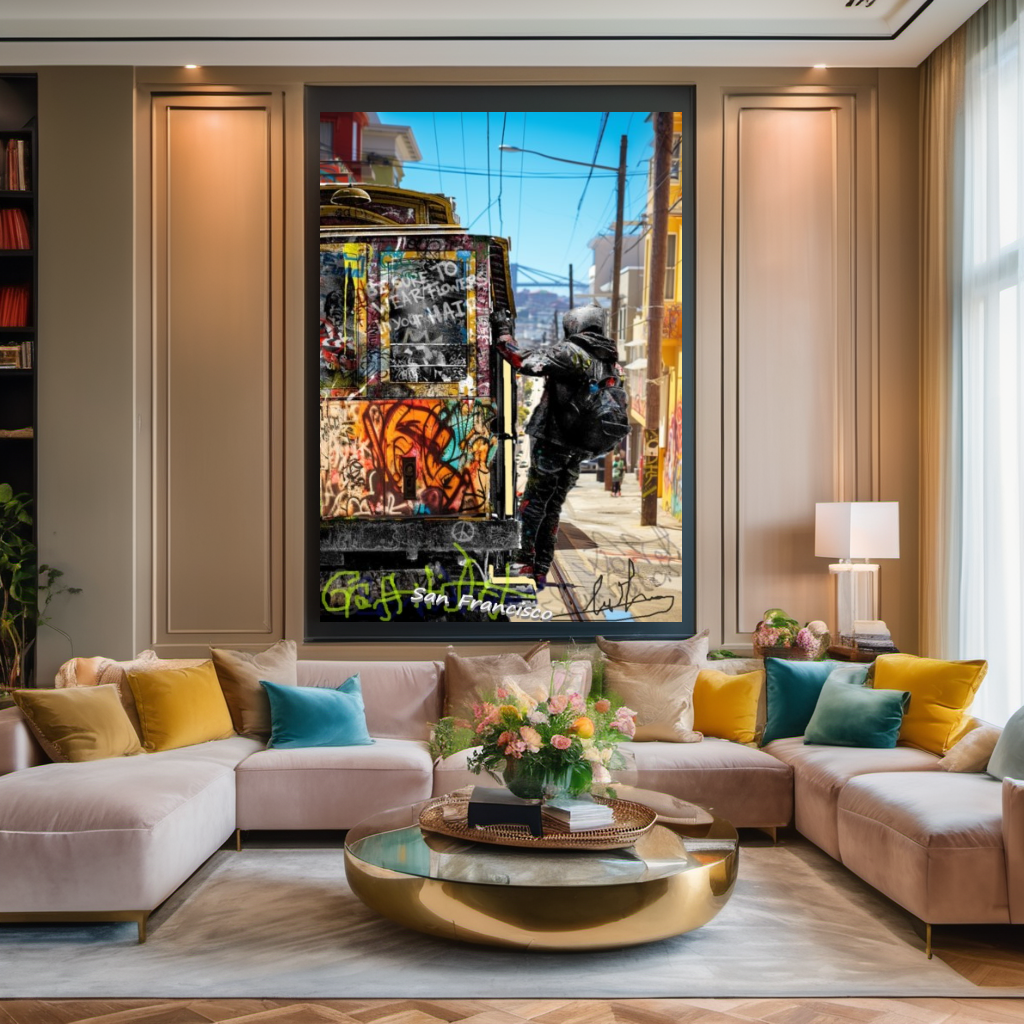 San Francisco Graffiti Streetcar Art Print on Canvas
