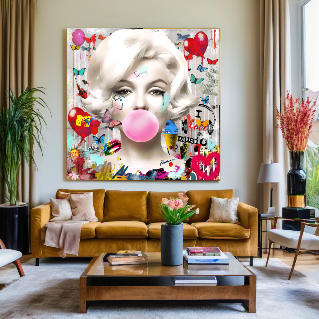 Marilyn Monroe, Audrey Hepburn, Bubble Gum Art, Modern Pop Art Print on Canvas {{ shop_name }}Prints canvas print canvas wall art giclée prints graffiti art print graffiti canvas graffiti canvas art large canvas print large wall art Large Wall Art Decor Living Room Art merilyn monroe art print Merilyn Monroe painting modern abstract art modern art print pop art print print on canvas ready to hang canvas street art on canvas stretched canvas art wall art prints
