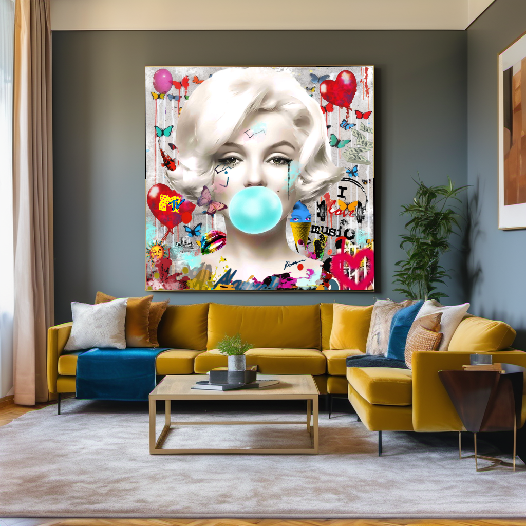 Marilyn Monroe, Audrey Hepburn, Bubble Gum Art, Modern Pop Art Print on Canvas {{ shop_name }}Prints canvas print canvas wall art giclée prints graffiti art print graffiti canvas graffiti canvas art large canvas print large wall art Large Wall Art Decor Living Room Art merilyn monroe art print Merilyn Monroe painting modern abstract art modern art print pop art print print on canvas ready to hang canvas street art on canvas stretched canvas art wall art prints