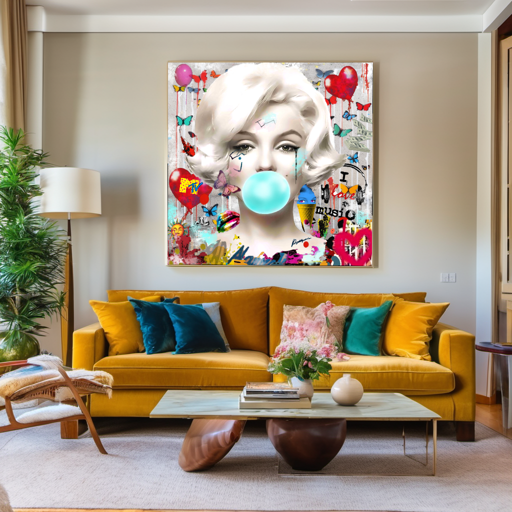 Marilyn Monroe, Audrey Hepburn, Bubble Gum Art, Modern Pop Art Print on Canvas {{ shop_name }}Prints canvas print canvas wall art giclée prints graffiti art print graffiti canvas graffiti canvas art large canvas print large wall art Large Wall Art Decor Living Room Art merilyn monroe art print Merilyn Monroe painting modern abstract art modern art print pop art print print on canvas ready to hang canvas street art on canvas stretched canvas art wall art prints