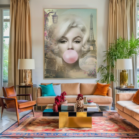 Vintage Pris Art, Audrey Hepburn, Marilyn Monroe and Brigitte Bardot, Modern Pop Art Canvas Print A
