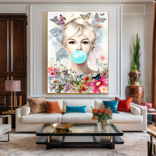 Floral Woman Art, Audrey Hepburn, Marilyn Monroe and Brigitte Bardot, Modern Pop Art Canvas Print E