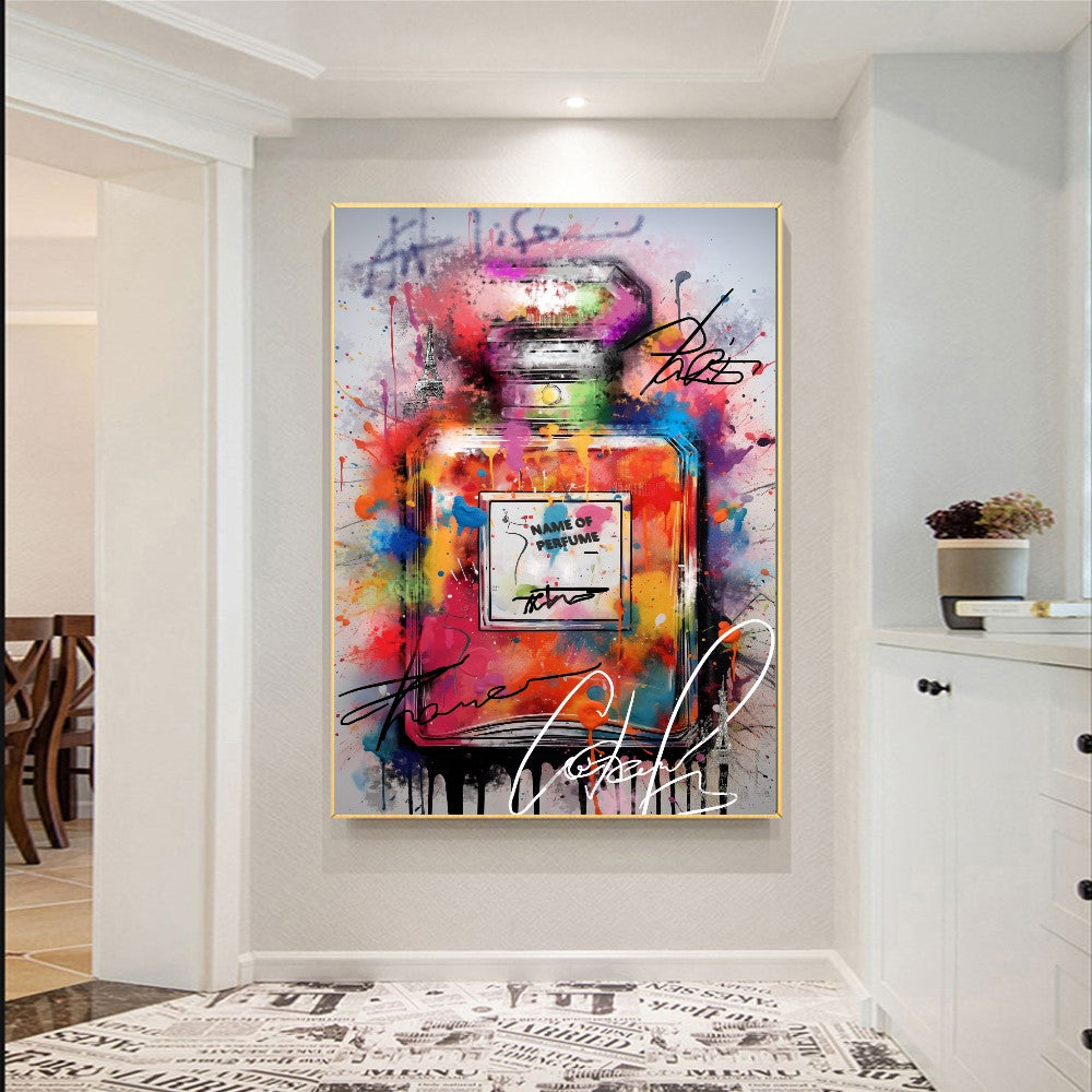 #ChanelArt #PopArt #FashionArt #PerfumeArt #CanvasPrint #ParisianStyle #ModernArt #ColorfulDecor #UniqueGift #WallArt