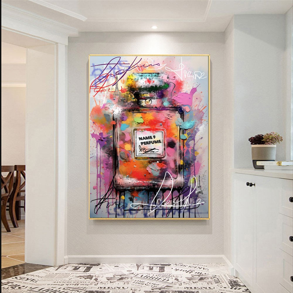 #ChanelArt #PopArt #FashionArt #PerfumeArt #CanvasPrint #ParisianStyle #ModernArt #ColorfulDecor #UniqueGift #WallArt