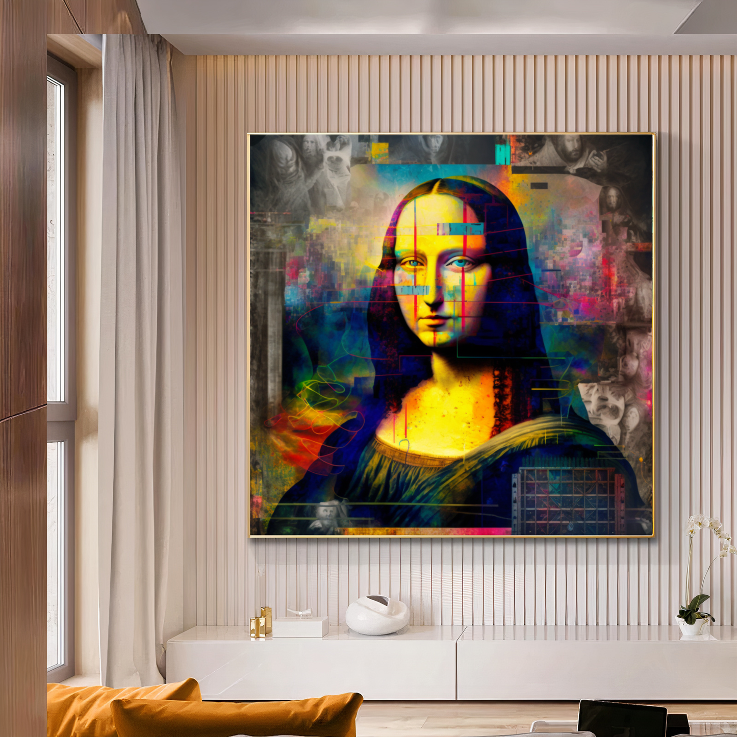 Modern Mona Lisa - Colorful Abstract Graffiti Art {{ shop_name }}Prints canvas print canvas wall art classic art colorful digital art digital collage giclée prints glitch art graffiti art print graffiti canvas art graffiti pop art large canvas print large wall art Large Wall Art Decor Leonardo da Vinci Living Room Art modern art print modern twist Mona Lisa neon pop art print on canvas ready to hang canvas stretched canvas art surreal vibrant wall art prints