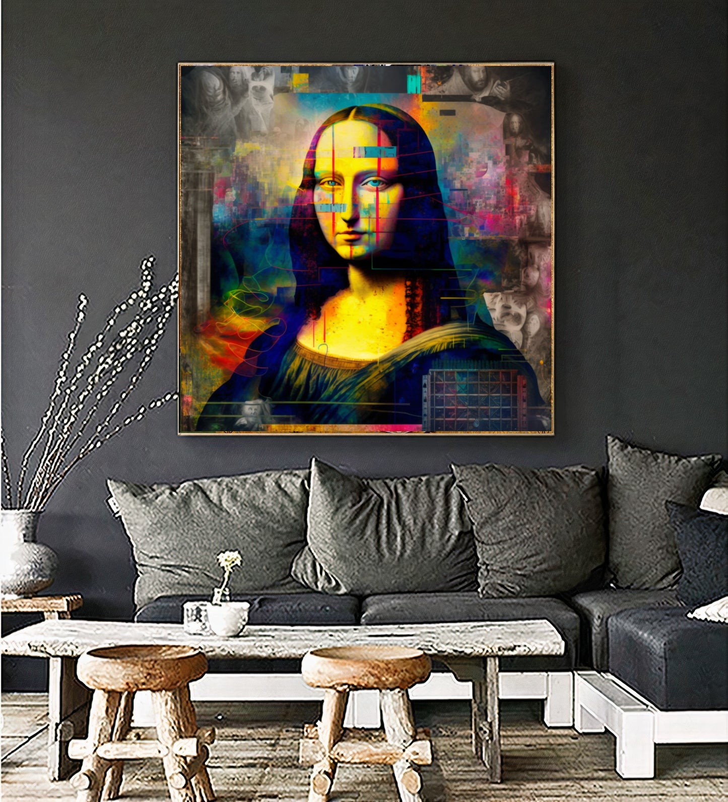 Modern Mona Lisa - Colorful Abstract Graffiti Art {{ shop_name }}Prints canvas print canvas wall art classic art colorful digital art digital collage giclée prints glitch art graffiti art print graffiti canvas art graffiti pop art large canvas print large wall art Large Wall Art Decor Leonardo da Vinci Living Room Art modern art print modern twist Mona Lisa neon pop art print on canvas ready to hang canvas stretched canvas art surreal vibrant wall art prints