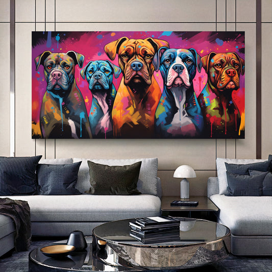 Colorful Dog Family - Vibrant Canvas Art, Modern Prin on Canvas A