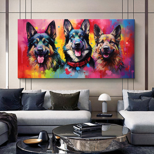 Colorful Dog Family - Vibrant Canvas Art, Modern Prin on Canvas A