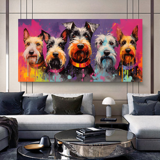 Colorful Dog Family - Vibrant Canvas Art, Modern Prin on Canvas C