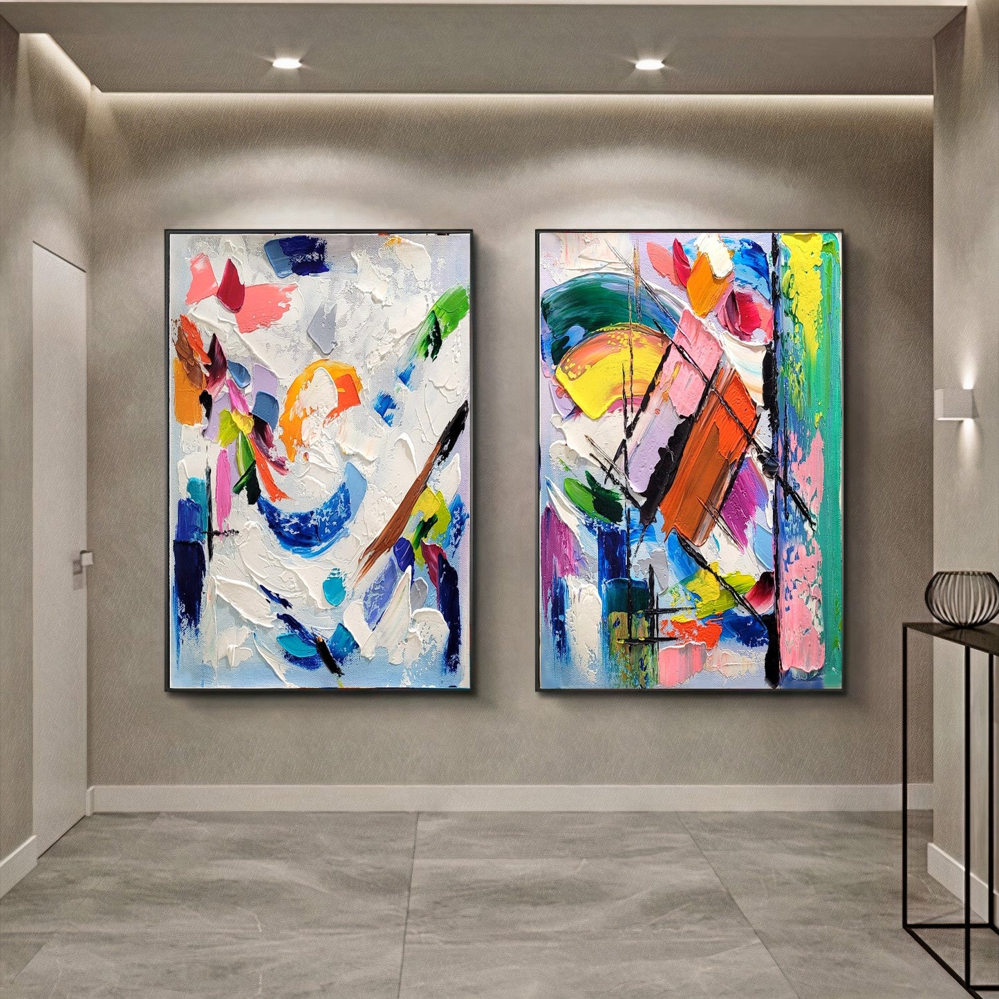 Large Blue Abstract Wall Art - Original Impasto Oil Painting on Canvas