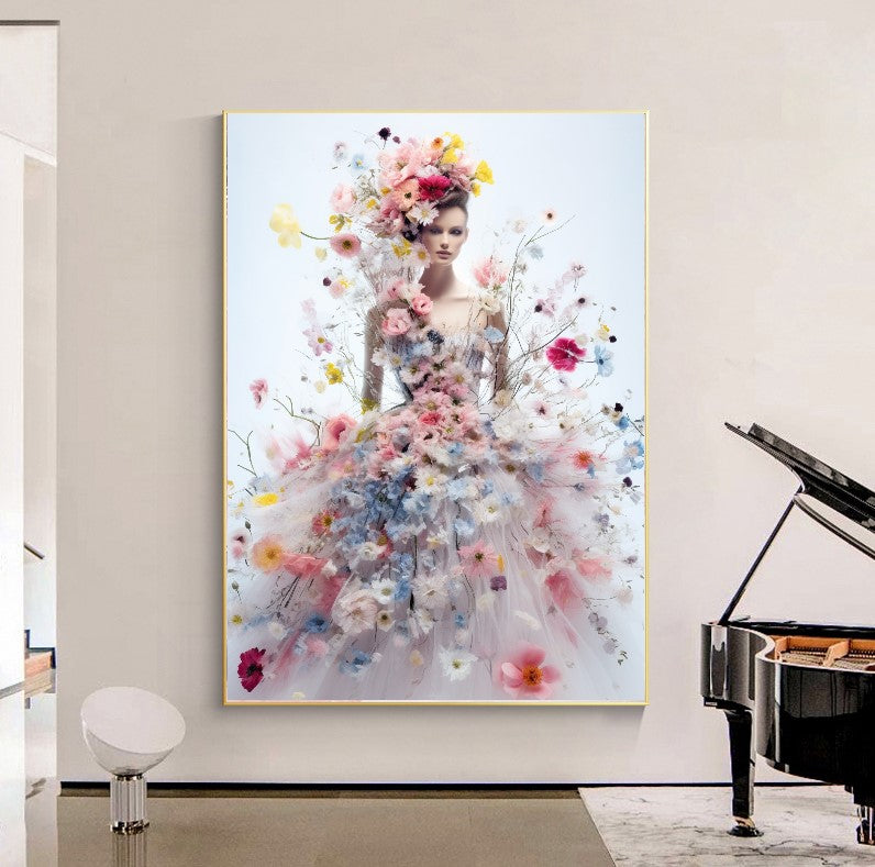 LARGE FASHION Wall Art, Flower Woman, Modern Perfume Art Print on Canvas Bold Color Artwork Bright Art for Home canvas print canvas wall art Dreamy flower painting Feminine home decor Floral canvas print giclée prints Gift for Art Lovers large canvas print Modern Wall Decor Pink petal dress art Pop Art Decor pop art print print on canvas ready to hang canvas Romantic wall decor Statement Wall Art stretched canvas art Unique Animal Artwork Unique art print for living room wall art prints BETSY Prints