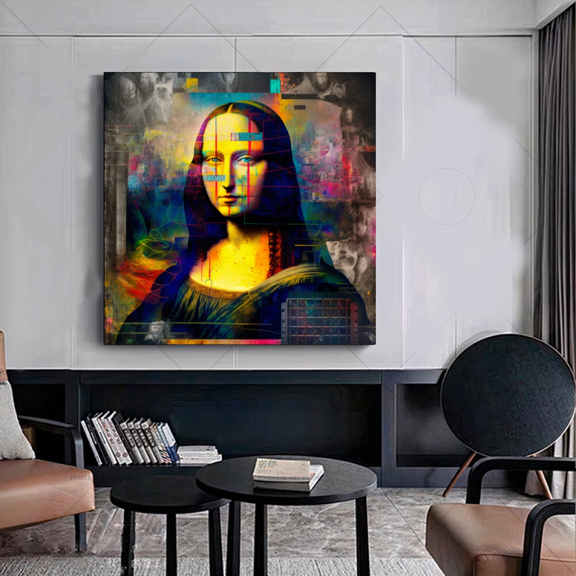 Modern Mona Lisa - Colorful Abstract Graffiti Art {{ shop_name }}Prints canvas print canvas wall art classic art colorful digital art digital collage giclée prints glitch art graffiti art print graffiti canvas art graffiti pop art large canvas print large wall art Large Wall Art Decor Leonardo da Vinci Living Room Art modern art print modern twist Mona Lisa neon pop art print on canvas ready to hang canvas stretched canvas art surreal vibrant wall art prints
