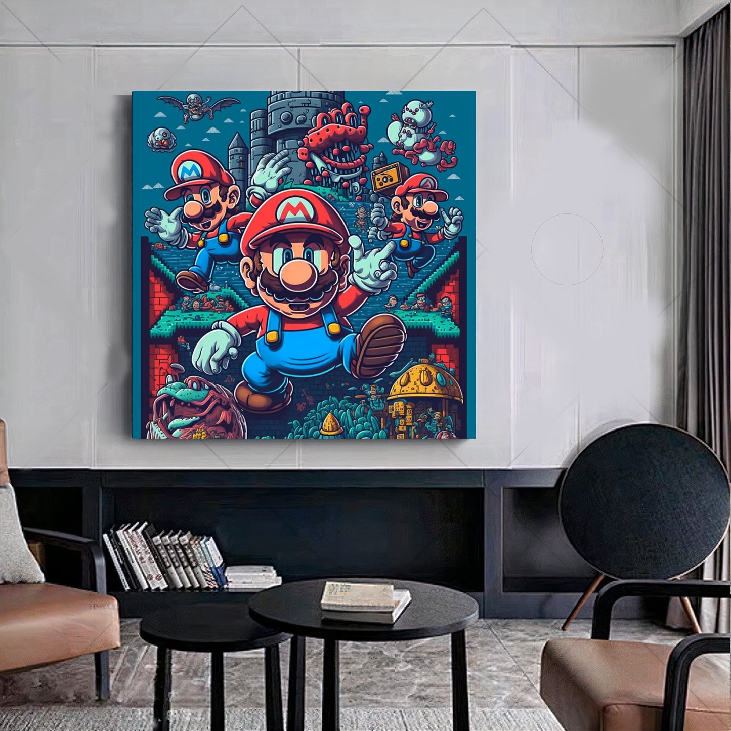 Mario Game Art - Retro Nintendo-Inspired Decor for Gamers {{ shop_name }}Prints canvas print canvas wall art classic game collectible gamer gift gaming decor gaming room decor geek art giclée prints large canvas print large wall art Large Wall Art Decor Living Room Art Mario Mario Bros modern art print Nintendo nostalgic pixel art pop culture print on canvas ready to hang canvas retro gaming stretched canvas art Super Mario video game art wall art prints