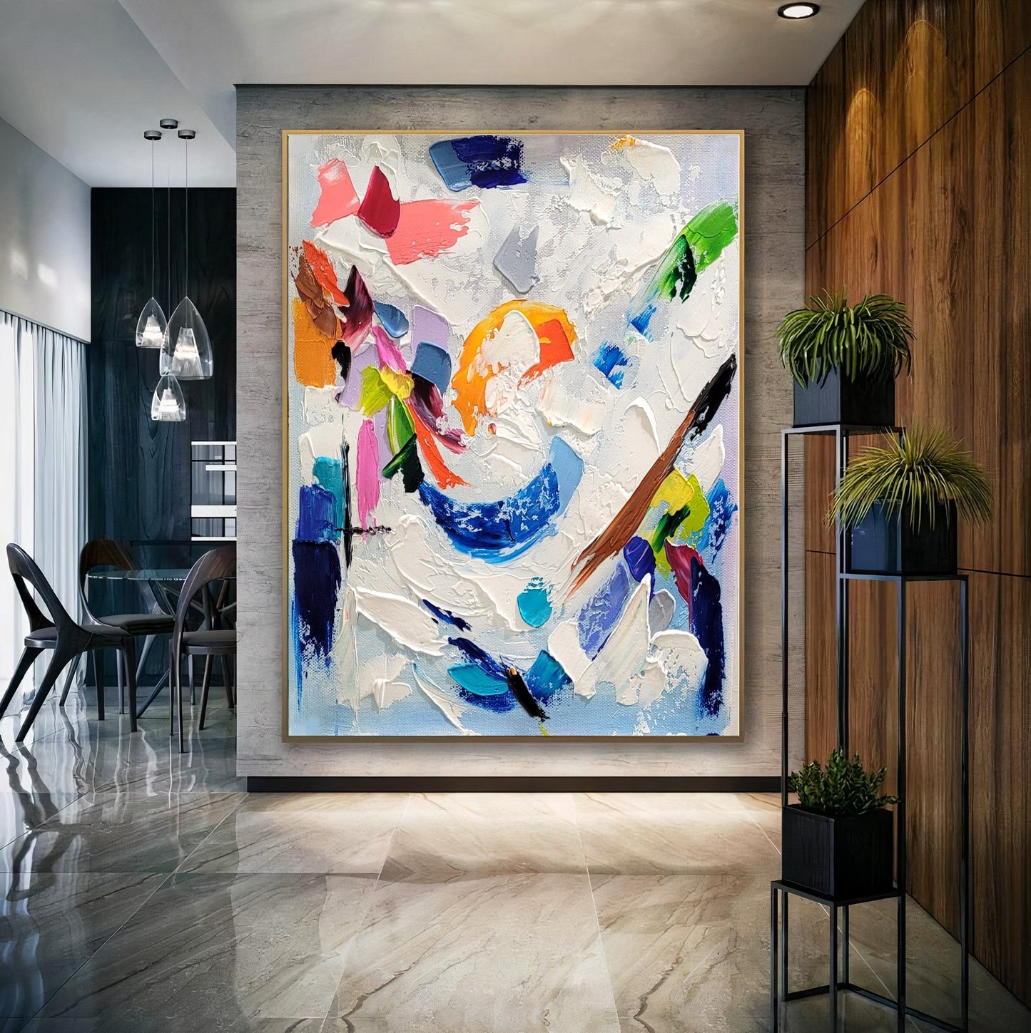 Large Blue Abstract Wall Art - Original Impasto Oil Painting on Canvas