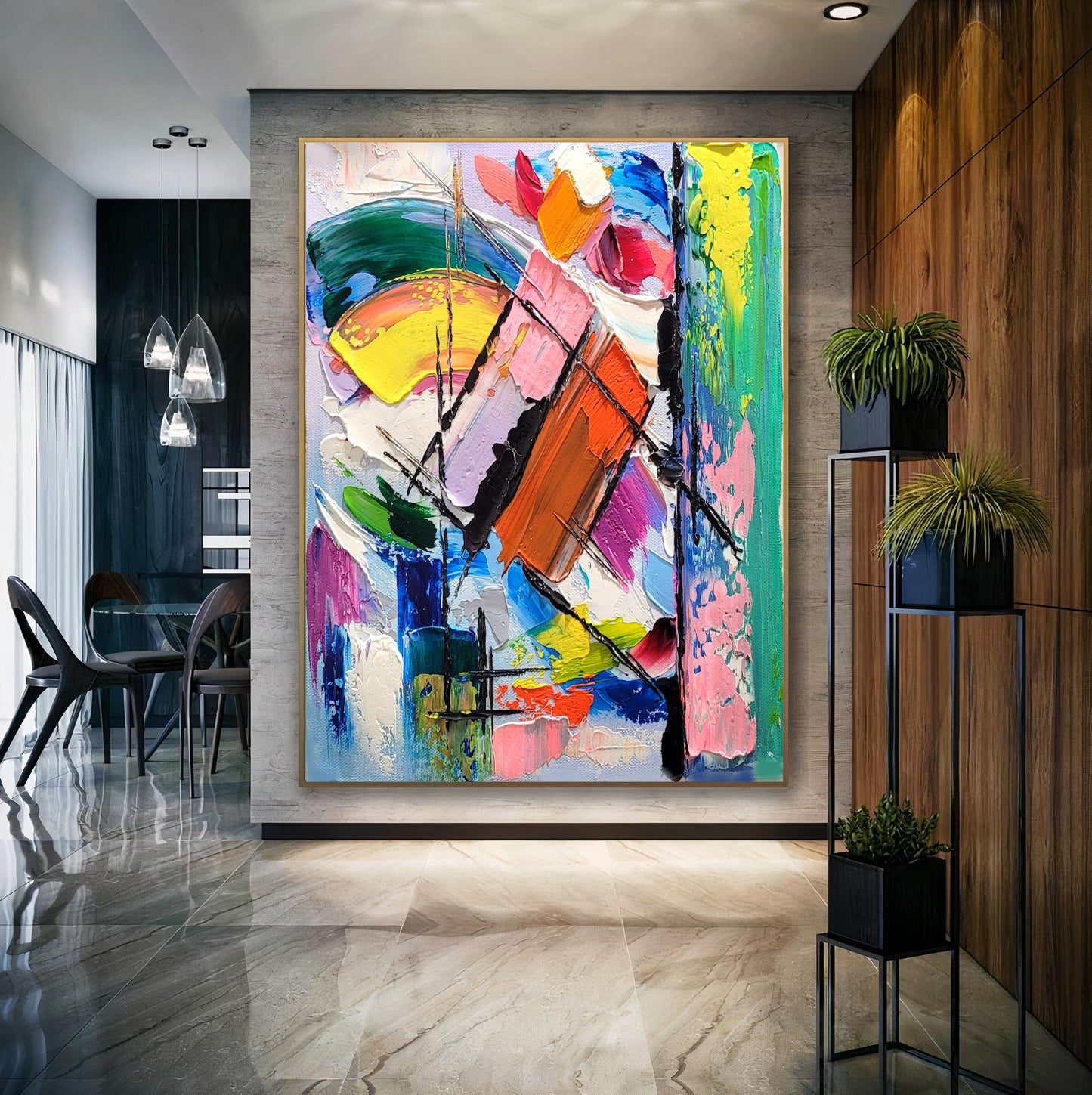 Large Blue Abstract Wall Art - Original Impasto Oil Painting on Canvas