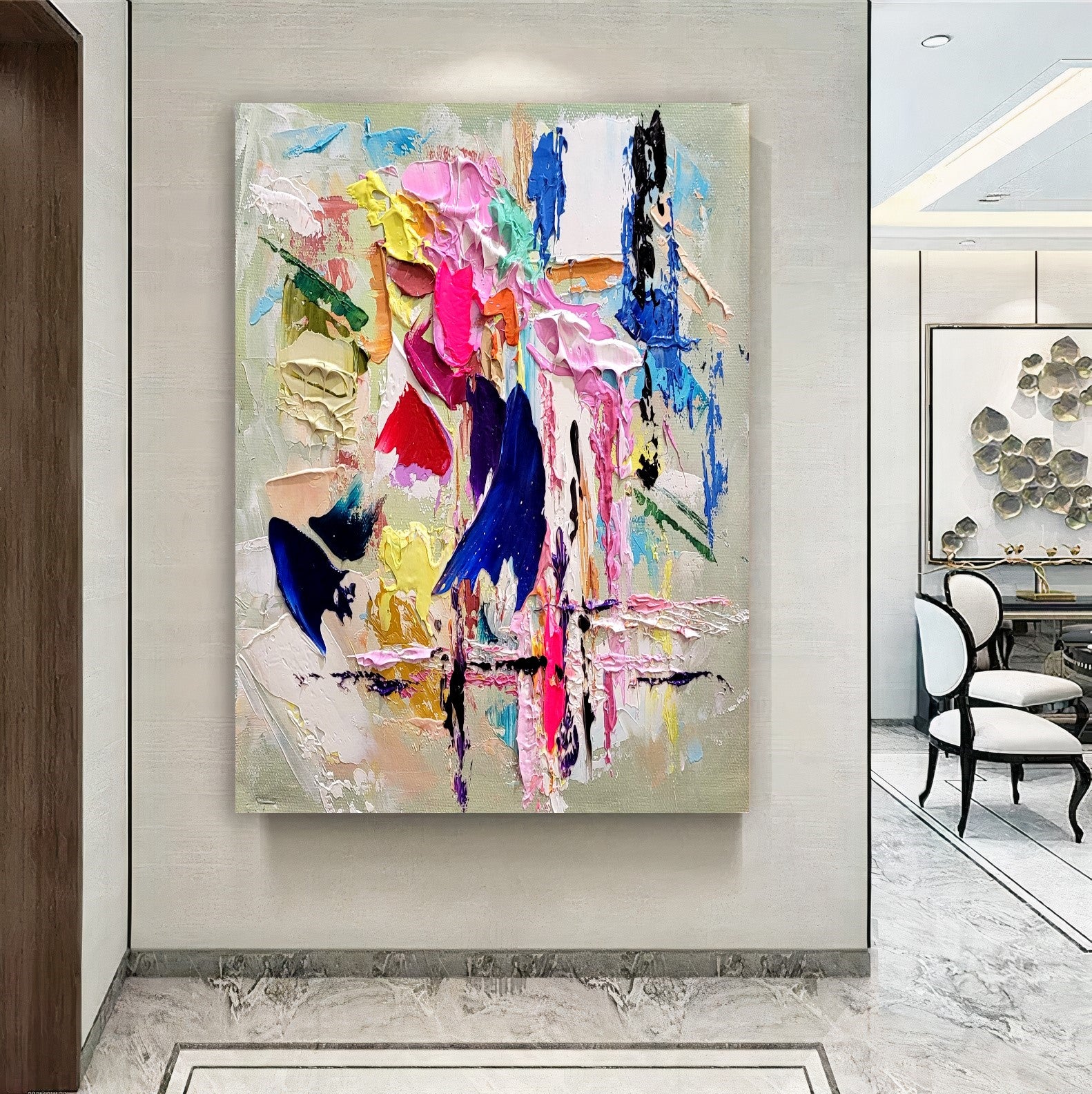 Large Modern Abstract Wall Art for Living room, Impasto Oil Painting on Canvas