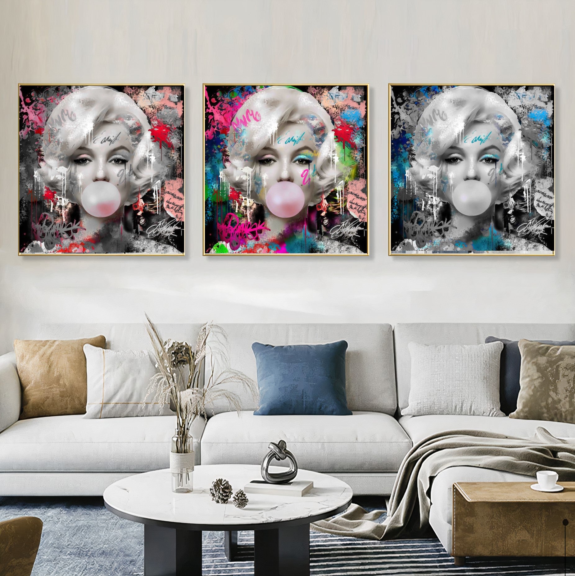 Graffiti Art Blue Marilyn Monroe blowing Bubble Gum, Modern Pop Art Print on Canvas {{ shop_name }}Prints canvas print canvas wall art giclée prints graffiti art print graffiti canvas graffiti canvas art large canvas print large wall art Large Wall Art Decor Living Room Art merilyn monroe art print Merilyn Monroe painting modern abstract art modern art print pop art print print on canvas ready to hang canvas street art on canvas stretched canvas art wall art prints